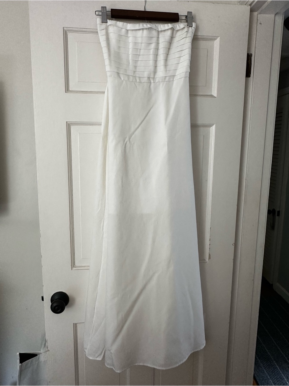 Strapless white maxi dress